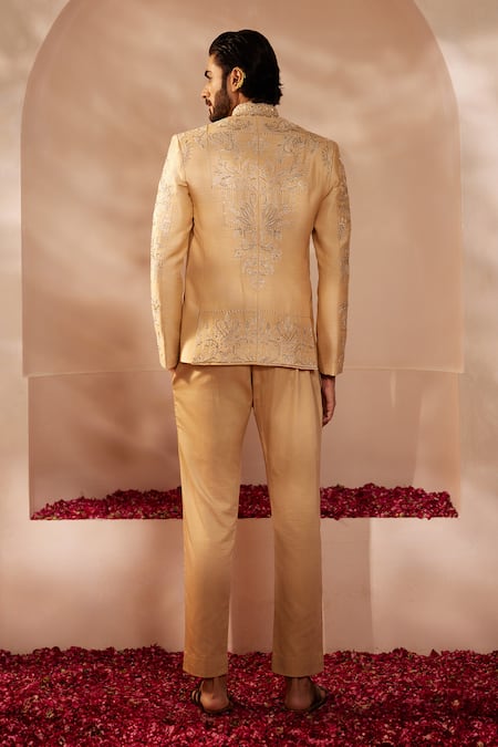 Shreyansh Designs Gold Ambrosia Embroidered Bandhgala Set 