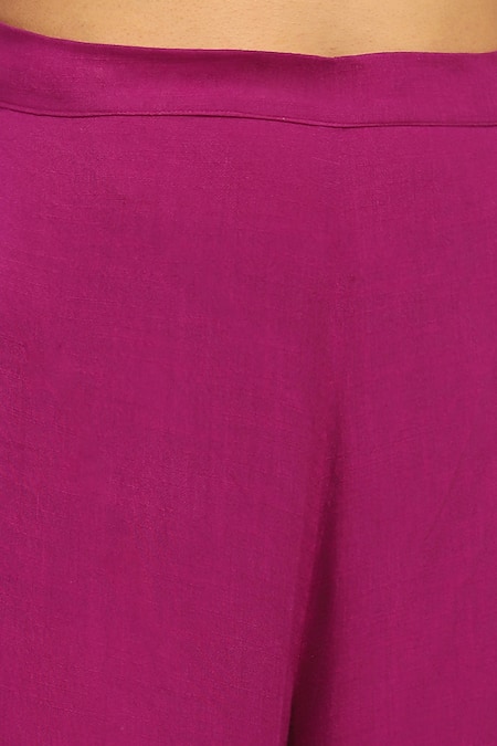 Shop_Ritu Kumar, Ri.Ritu Kumar, aarke Ritu Kumar_Purple Cotton, Rayon, Viscose Embroidery Embellished Anarkali Set With Dupatta_Online_at_Aza_Fashions