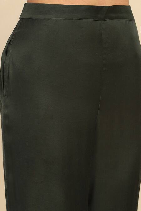 Ritu Kumar, Ri.Ritu Kumar, aarke Ritu Kumar_Green Polyester, Viscose Embroidery Round Neck Floral Printed Anarkali Set_at_Aza_Fashions