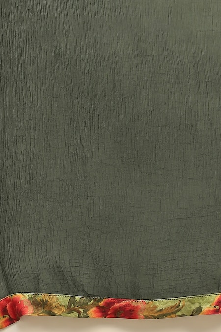 Buy_Ritu Kumar, Ri.Ritu Kumar, aarke Ritu Kumar_Green Polyester, Viscose Embroidery Round Neck Floral Printed Anarkali Set