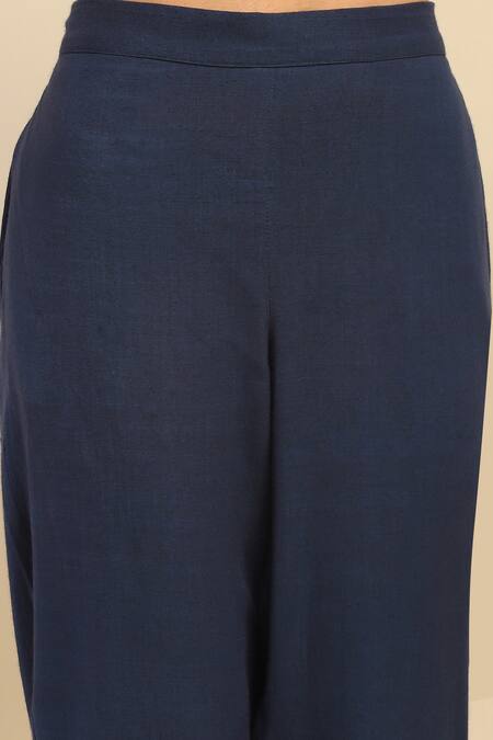 Ritu Kumar, Ri.Ritu Kumar, aarke Ritu Kumar Blue Polyester, Chanderi Embroidery Round Neck Botanical Printed Kurta Set at Aza Fashions Ritu Kumar, Ri.Ritu Kumar, aarke Ritu Kumar_Blue Polyester, Chanderi Embroidery Round Neck Botanical Printed Kurta Set_at_Aza_Fashions