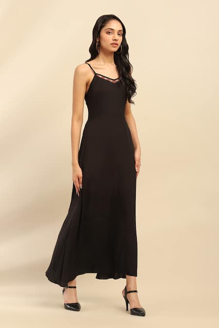 Shop Ritu Kumar, Ri.Ritu Kumar, aarke Ritu Kumar Black Polyester V-, Open Geometric Print Dress And Shrug Set Online at Aza Fashions Shop_Ritu Kumar, Ri.Ritu Kumar, aarke Ritu Kumar_Black Polyester V-, Open Geometric Print Dress And Shrug Set_Online_at_Aza_Fashions