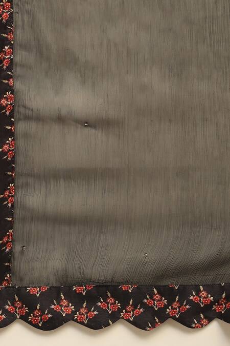 Buy_Ritu Kumar, Ri.Ritu Kumar, aarke Ritu Kumar_Black Polyester Embroidery Sweetheart Neck Floral Print Lehenga Set