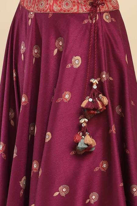 Shop Ritu Kumar, Ri.Ritu Kumar, aarke Ritu Kumar Purple Polyester Embroidery, Tassels V-neck Tribal Bud Bloom Lehenga Set Online at Aza Fashions Shop_Ritu Kumar, Ri.Ritu Kumar, aarke Ritu Kumar_Purple Polyester Embroidery, Tassels V-neck Tribal Bud Bloom Lehenga Set_Online_at_Aza_Fashions
