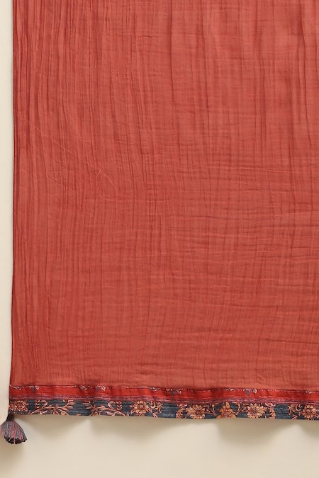 Buy Ritu Kumar, Ri.Ritu Kumar, aarke Ritu Kumar Red Cotton, Rayon Embroidery Round Neck Damask Bloom Print Kurta Pant Set Buy_Ritu Kumar, Ri.Ritu Kumar, aarke Ritu Kumar_Red Cotton, Rayon Embroidery Round Neck Damask Bloom Print Kurta Pant Set