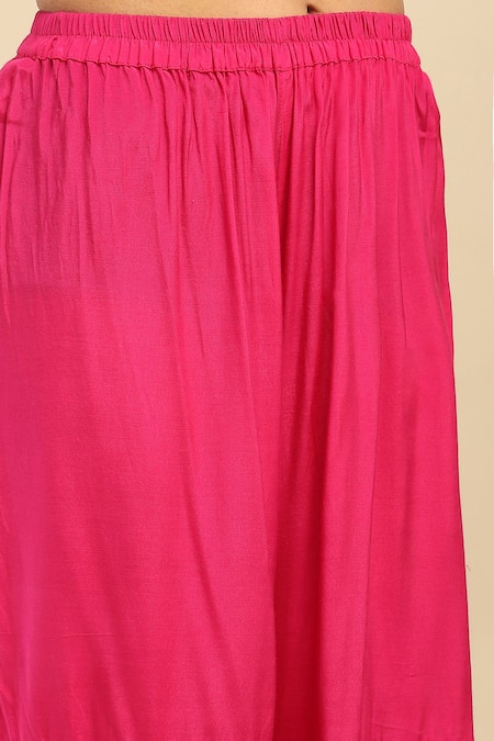 Shop Ritu Kumar, Ri.Ritu Kumar, aarke Ritu Kumar Pink Polyester, Brocade, Chiffon Lace Split Fuchsia Ambrosia Woven Kurta Set Online at Aza Fashions Shop_Ritu Kumar, Ri.Ritu Kumar, aarke Ritu Kumar_Pink Polyester, Brocade, Chiffon Lace Split Fuchsia Ambrosia Woven Kurta Set_Online_at_Aza_Fashions