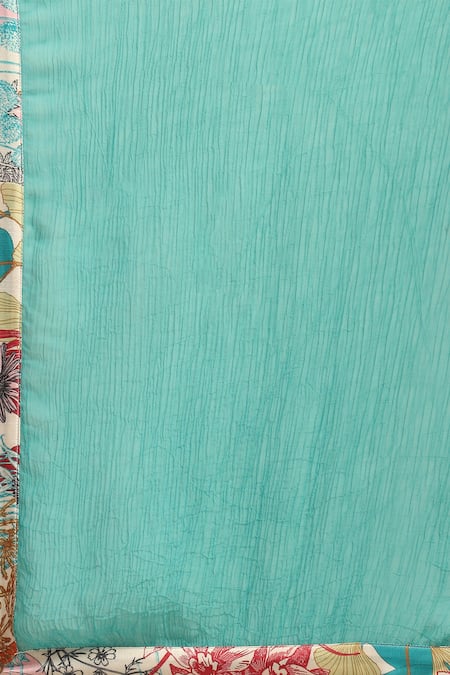 Buy_Ritu Kumar, Ri.Ritu Kumar, aarke Ritu Kumar_Cream Polyester Embroidery Round Neck Botanic Blossom Print Kurta Sharara Set