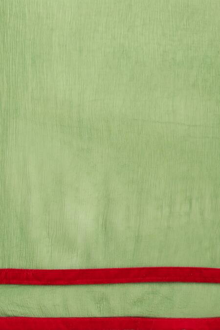 Buy_Ritu Kumar, Ri.Ritu Kumar, aarke Ritu Kumar_Pink Polyester, Cotton Embroidery V-neck Flora Vine Kurta Set