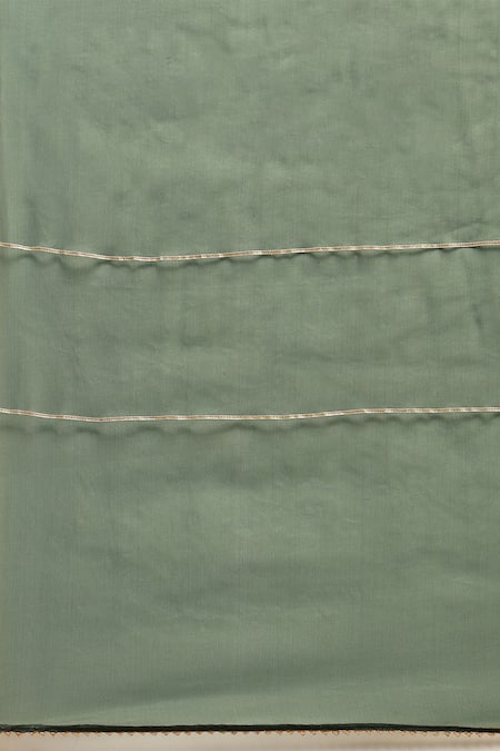 Ritu Kumar, Ri.Ritu Kumar, aarke Ritu Kumar_Black Polyester, Nylon Embroidery, Gota Emerald Green Paisley Crest Kurta Set_at_Aza_Fashions