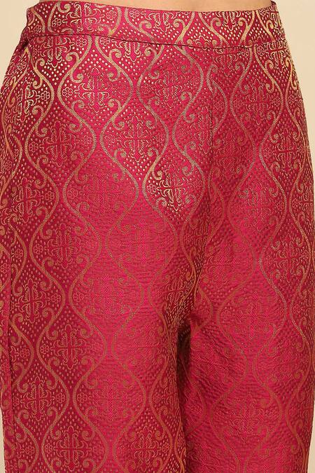 Ritu Kumar, Ri.Ritu Kumar, aarke Ritu Kumar Yellow Polyester Embroidery, Gota Patti Round Neck Floret Kurta Pant Set at Aza Fashions Ritu Kumar, Ri.Ritu Kumar, aarke Ritu Kumar_Yellow Polyester Embroidery, Gota Patti Round Neck Floret Kurta Pant Set_at_Aza_Fashions