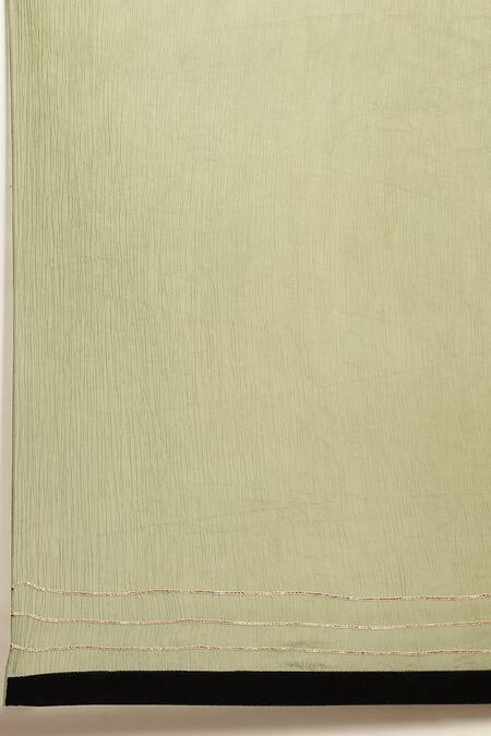 Ritu Kumar, Ri.Ritu Kumar, aarke Ritu Kumar_Black Polyester Embroidery, Gota Patti Round Neck Mughal Flora Kurta Set_at_Aza_Fashions