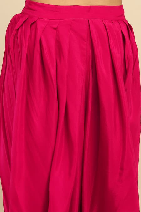 Shop_Ritu Kumar, Ri.Ritu Kumar, aarke Ritu Kumar_Pink Polyester Embroidery, Gota Patti Round Neck Mughal Bloom Kurta Set_Online_at_Aza_Fashions