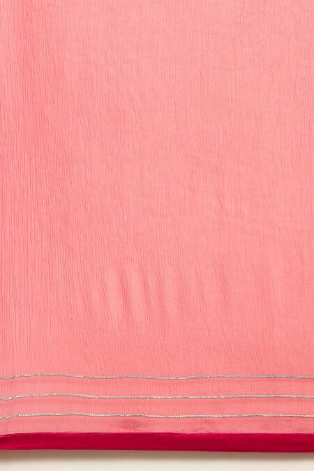 Ritu Kumar, Ri.Ritu Kumar, aarke Ritu Kumar_Pink Polyester Embroidery, Gota Patti Round Neck Mughal Bloom Kurta Set_at_Aza_Fashions