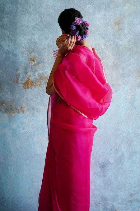 Buy Dressfolk Pink Chanderi Tassels Handloom Saree With Running Blouse Online at Aza Fashions Buy_Dressfolk_Pink Chanderi Tassels Handloom Saree With Running Blouse _Online_at_Aza_Fashions