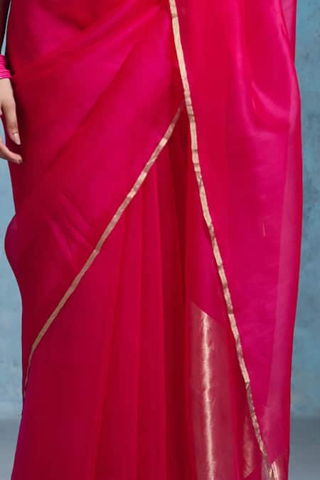 Buy Dressfolk Pink Chanderi Tassels Handloom Saree With Running Blouse Buy_Dressfolk_Pink Chanderi Tassels Handloom Saree With Running Blouse