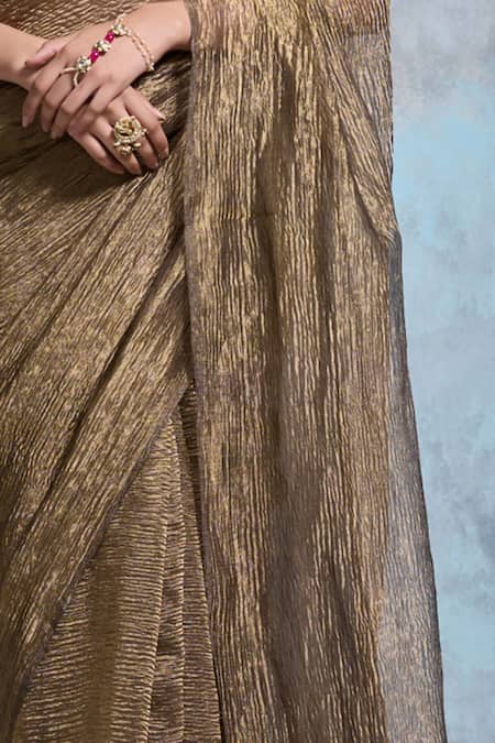 Dressfolk Black Handloom Cotton Plain Tissue Saree With Running Blouse at Aza Fashions Dressfolk_Black Handloom Cotton Plain Tissue Saree With Running Blouse_at_Aza_Fashions