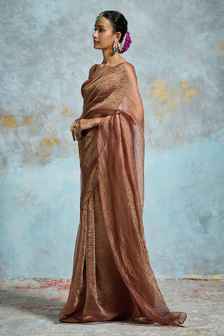 Dressfolk Maroon Handloom Cotton, Tissue Saree With Running Blouse Online at Aza Fashions Dressfolk_Maroon Handloom Cotton, Tissue Saree With Running Blouse _Online_at_Aza_Fashions