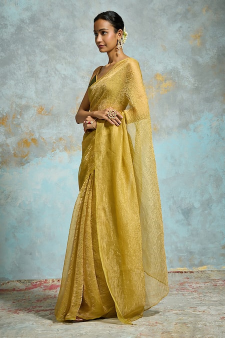 Dressfolk Green Handloom Cotton Plain Textured Tissue Saree With Running Blouse Online at Aza Fashions Dressfolk_Green Handloom Cotton Plain Textured Tissue Saree With Running Blouse _Online_at_Aza_Fashions