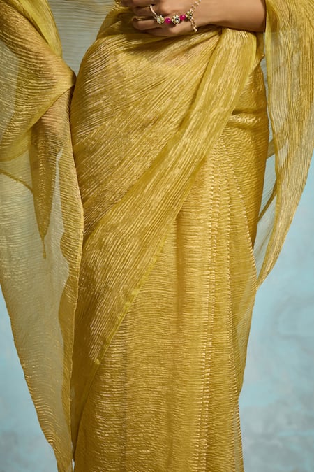 Buy Dressfolk Green Handloom Cotton Plain Textured Tissue Saree With Running Blouse Online at Aza Fashions Buy_Dressfolk_Green Handloom Cotton Plain Textured Tissue Saree With Running Blouse _Online_at_Aza_Fashions