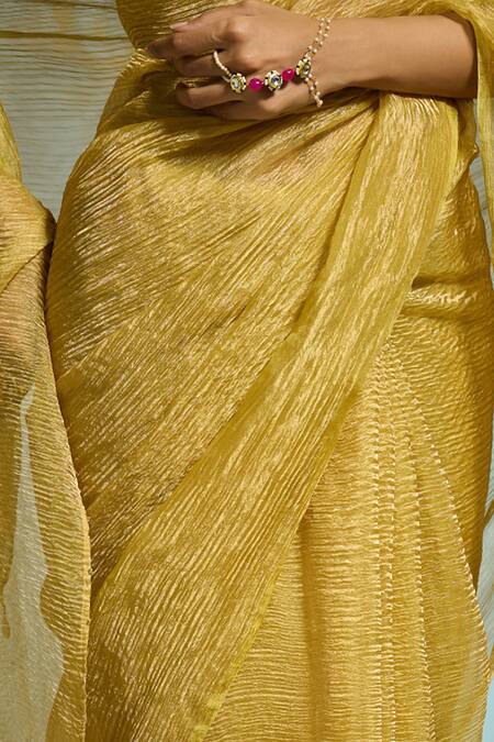 Shop Dressfolk Green Handloom Cotton Plain Textured Tissue Saree With Running Blouse Online at Aza Fashions Shop_Dressfolk_Green Handloom Cotton Plain Textured Tissue Saree With Running Blouse _Online_at_Aza_Fashions