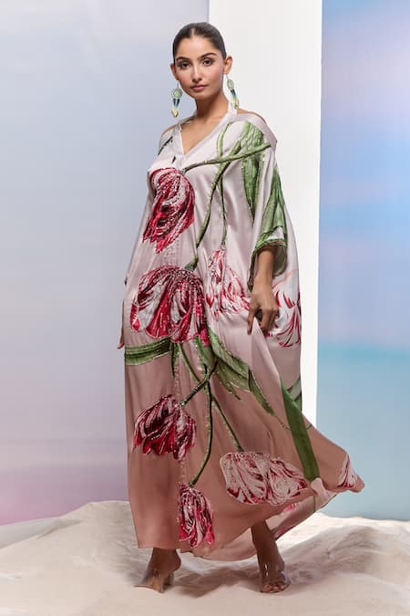 Pria Kataria Puri Tulip Blossom Print Kaftan 