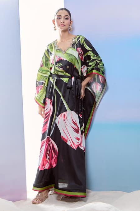 Pria Kataria Puri Tulip Print Sequined Kaftan 