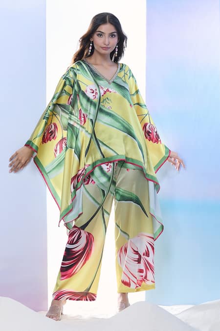 Pria Kataria Puri Asymmetric Tulip Print Top & Pant Set 