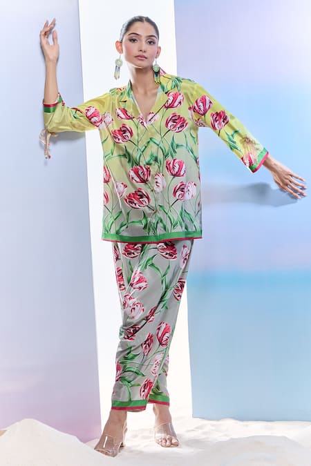 Pria Kataria Puri Tulip Print Tunic Set With Matching Pant 