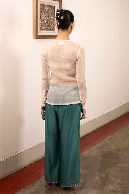 Saksham & Neharicka Ivory Aari Embroidered Designer Top 