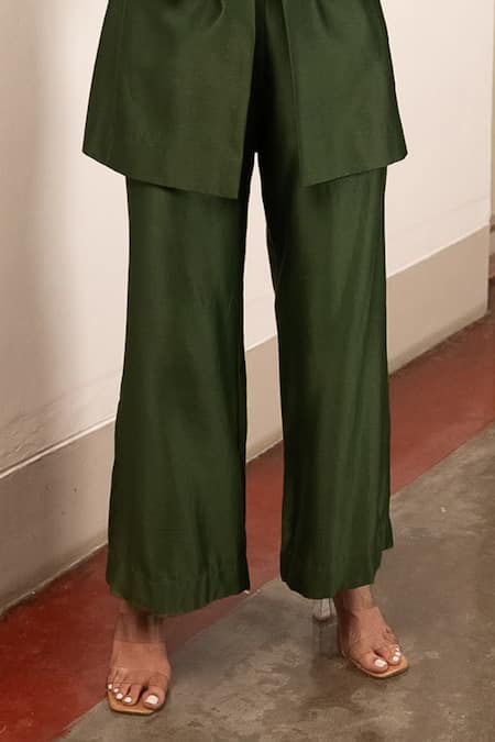 Shop Saksham & Neharicka Green Satin, Cotton Open Neck, Collared Floral Print Jacket Set Online at Aza Fashions Shop_Saksham & Neharicka_Green Satin, Cotton Open Neck, Collared Floral Print Jacket Set _Online_at_Aza_Fashions