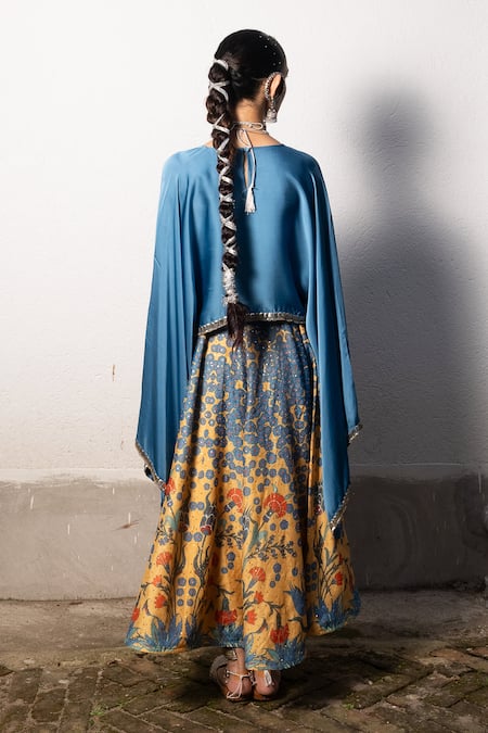 Saksham & Neharicka Floral Print Kaftan Top & Skirt Set 