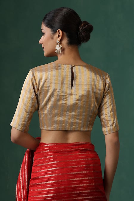 Weaver Story Gold & Silver Tissue Silk Blouse 