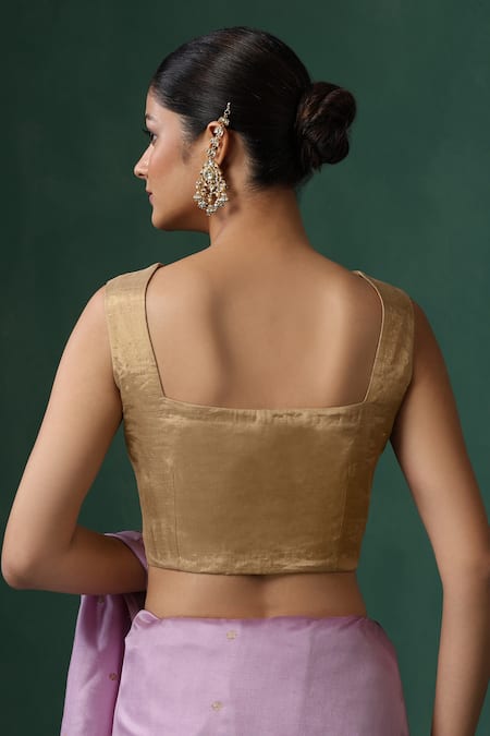 Weaver Story Gold Tissue Silk Sleeveless Blouse 