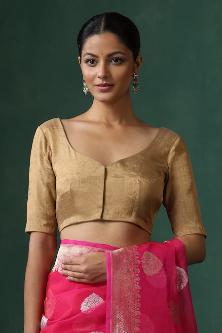 Weaver Story Plain Tissue Silk Saree Blouse 