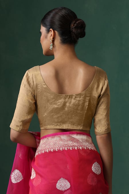 Weaver Story Gold Tissue Silk Saree Blouse 