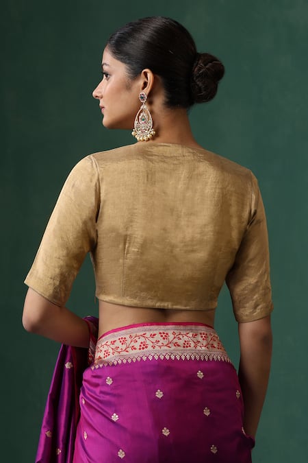 Weaver Story Gold Tissue Silk Saree Blouse 