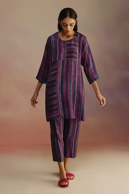 ROZA Awning Stripe Printed Kurta With Pant 