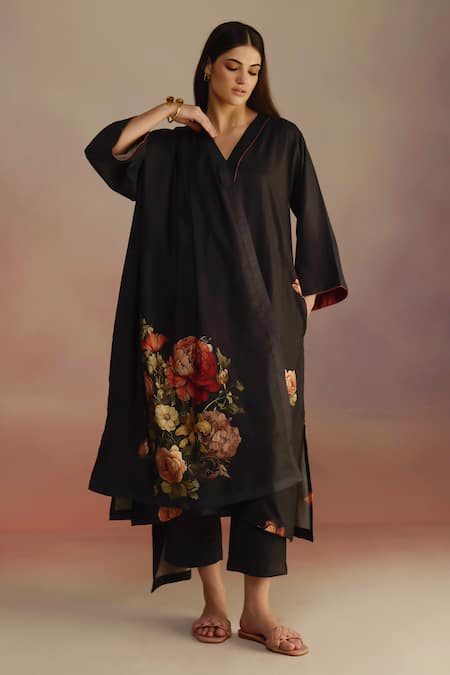 ROZA Bergamot Floral Patterned A-Line Kurta With Pant 