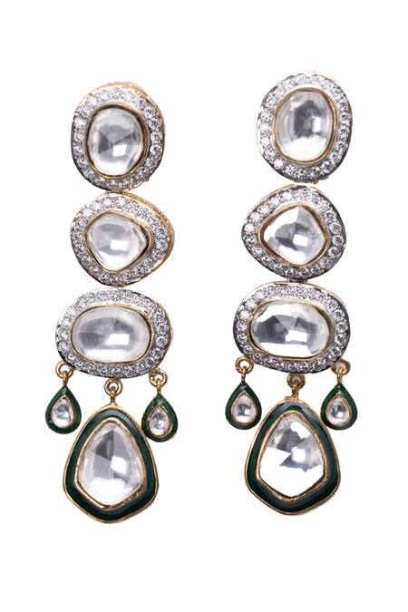 Vasundhara Gold Plated Cut Work Kundan Embellished Designer Earrings Online at Aza Fashions Vasundhara_Gold Plated Cut Work Kundan Embellished Designer Earrings_Online_at_Aza_Fashions