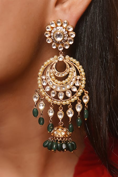 Vasundhara Nivriti Kundan & Pearl Embellished Jhumkas 