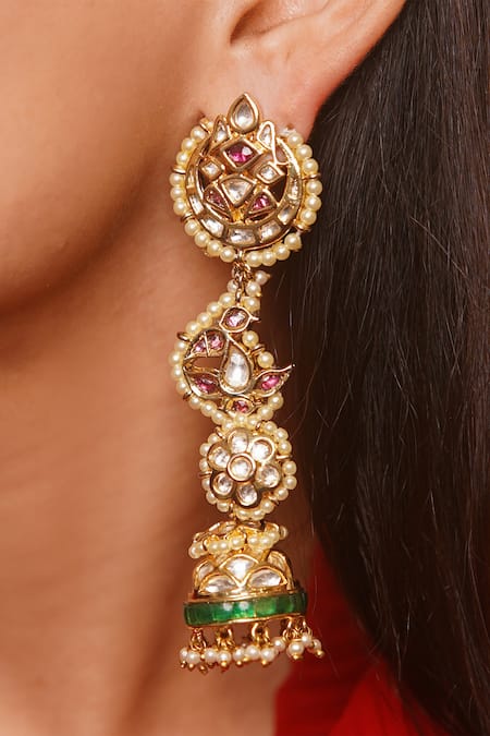 Vasundhara Indira Kundan & Pearl Embellished Earrings 