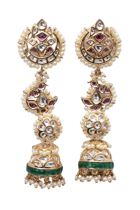 Vasundhara Gold Plated Pearls Kundan And Designer Earrings Online at Aza Fashions Vasundhara_Gold Plated Pearls Kundan And Designer Earrings _Online_at_Aza_Fashions