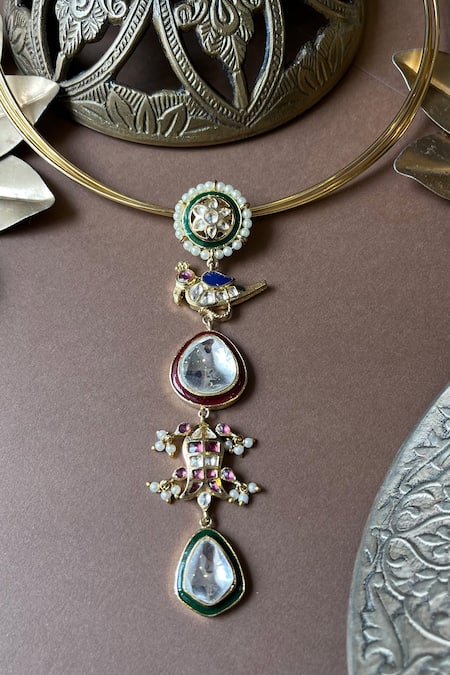 Vasundhara Gold Plated Indira Bird Motif Pendant Necklace Online at Aza Fashions Vasundhara_Gold Plated Indira Bird Motif Pendant Necklace _Online_at_Aza_Fashions