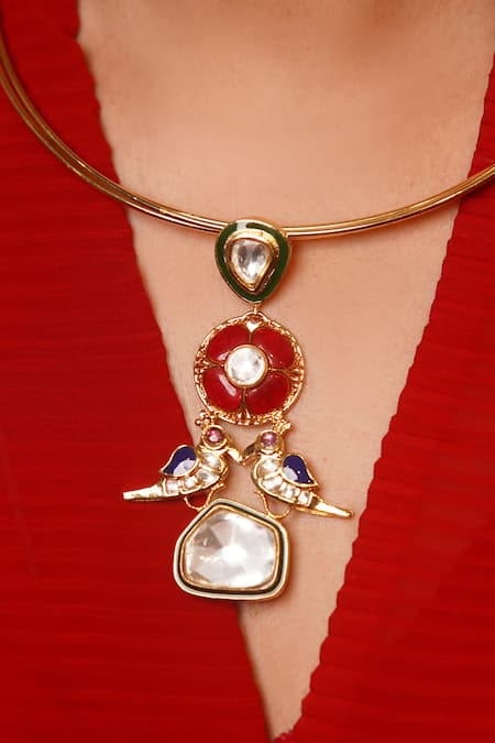 Vasundhara Rhodium Plated Bird Pendant Necklace 