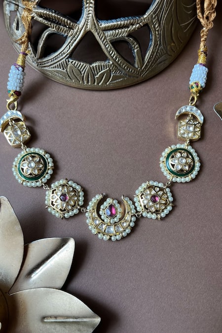 Vasundhara Rhodium Plated Floral Choker 