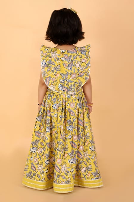 Lil Drama Floral Printed Lehenga Set With Ruffle Blouse 