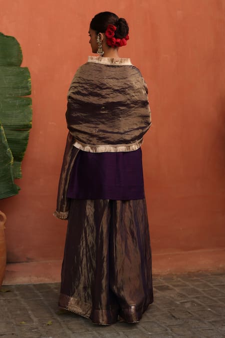 Begum Purple Embellished Kurta Sharara Set 