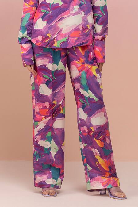 Therealb Multi Color Satin Printed Abstract Collar Multicolor Shirt And Pant Set Online at Aza Fashions Therealb_Multi Color Satin Printed Abstract Collar Multicolor Shirt And Pant Set _Online_at_Aza_Fashions