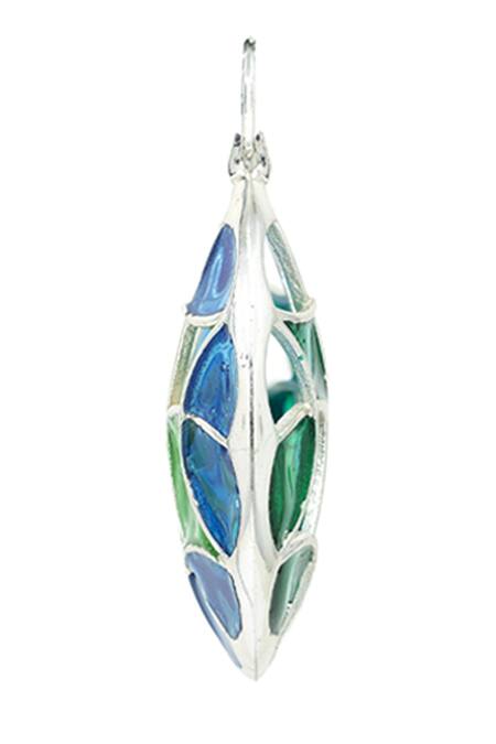 Manner_Blue Enamel Embellished Silver Hoops _Online_at_Aza_Fashions