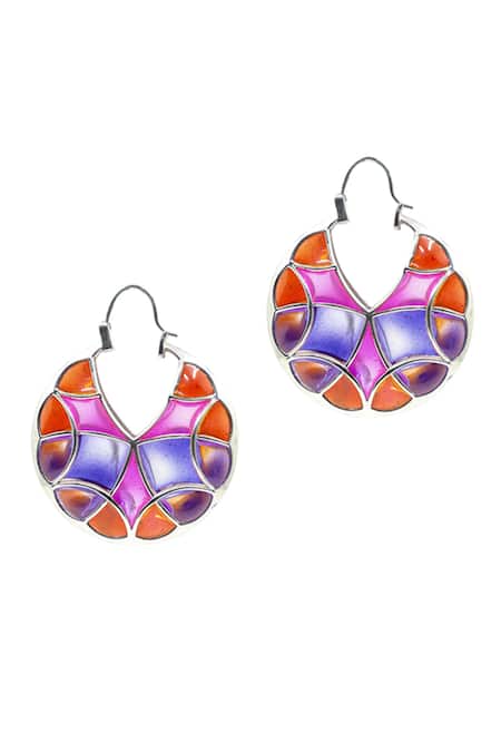 Shop Manner Purple Varichrome Enamel Hoops at Aza Fashions Shop_Manner_Purple Varichrome Enamel Hoops _at_Aza_Fashions